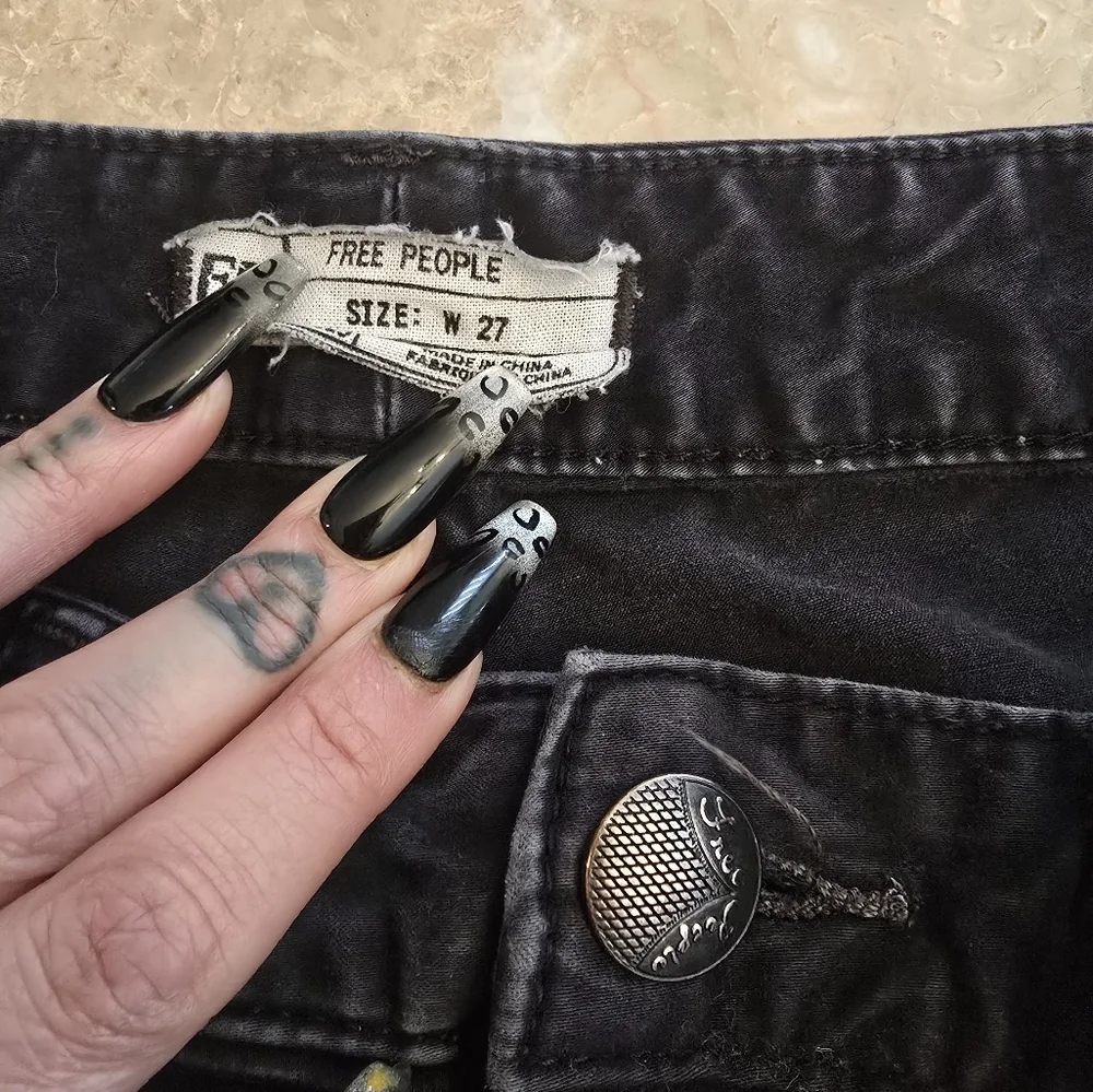 Free People Black Skinny Pants With Zippers Sz 27 - Picture 2 of 5